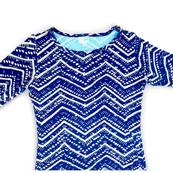 LuLaRoe Julia Blue And Tan Pattern Dress Size Small - Picture 2 of 3